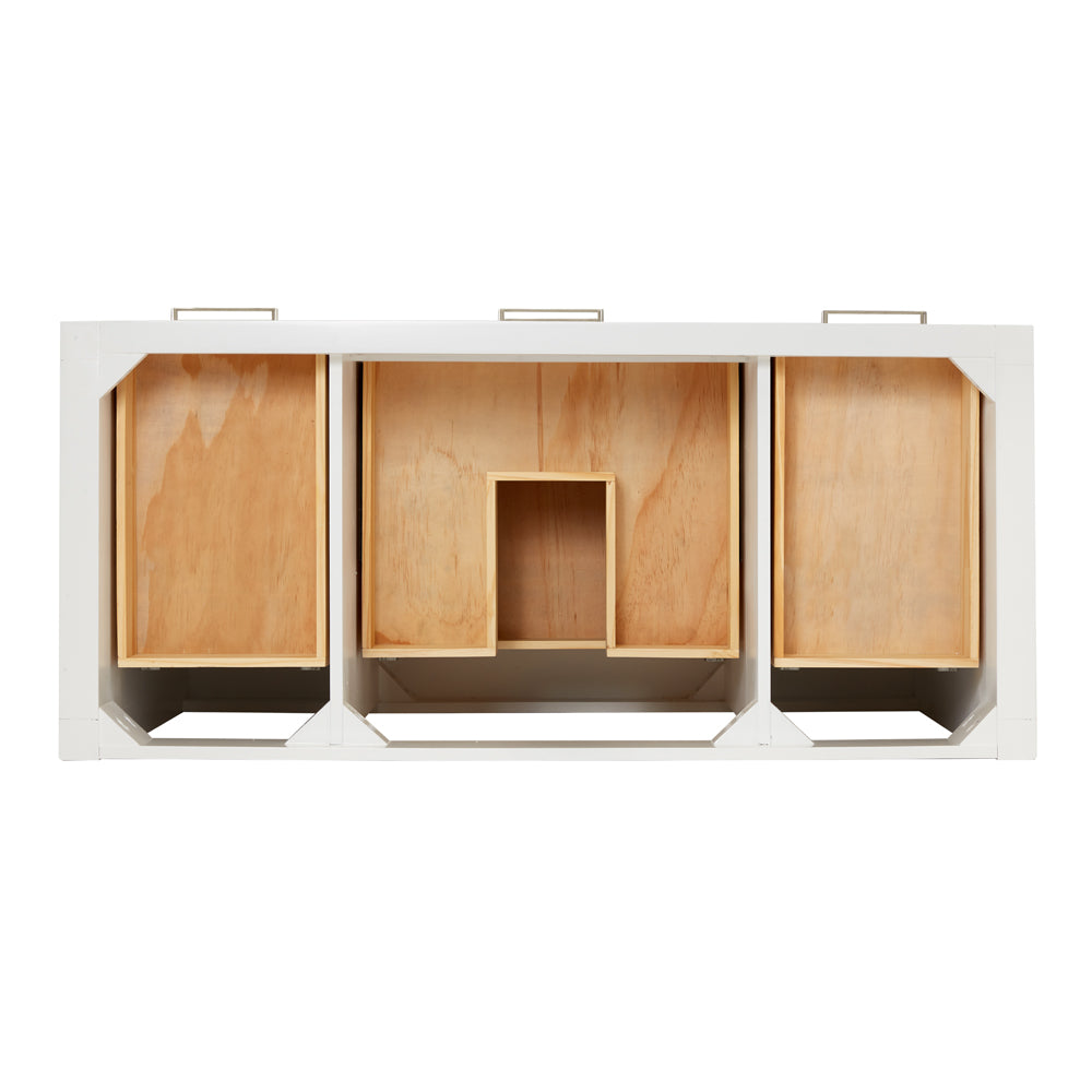 Alenza 48-inch White bathroom vanity on white back ground top down