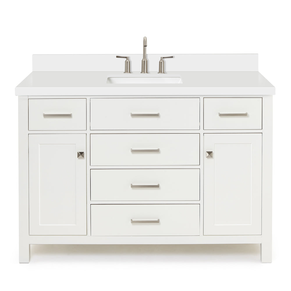 Alenza 48-inch White bathroom vanity on white back ground front view main image