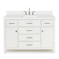 Alenza 48-inch White bathroom vanity on white back ground front view main image