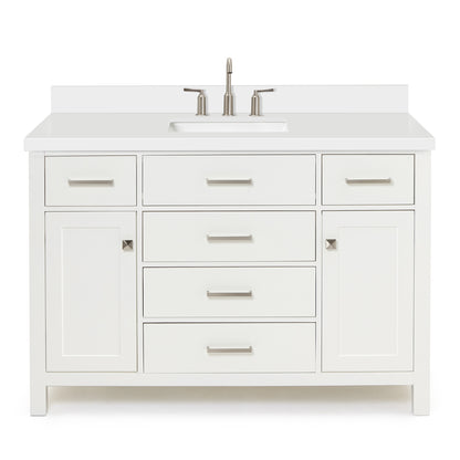Alenza 48-inch White bathroom vanity on white back ground front view main image