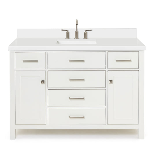 Alenza 48-inch White bathroom vanity on white back ground front view main image