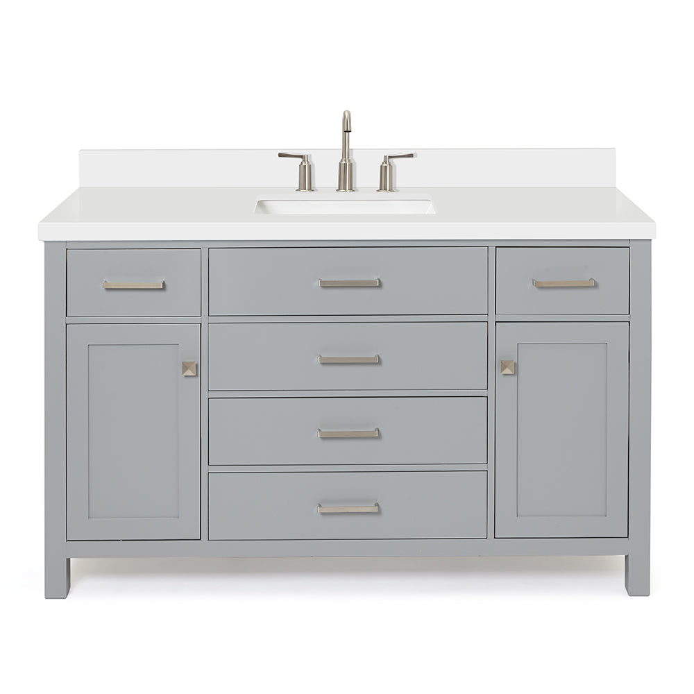Alenza 54-inch Grey bathroom vanity on white back ground front view main image