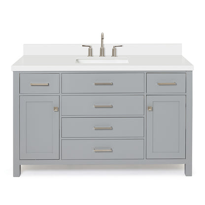 Alenza 54-inch Grey bathroom vanity on white back ground front view main image