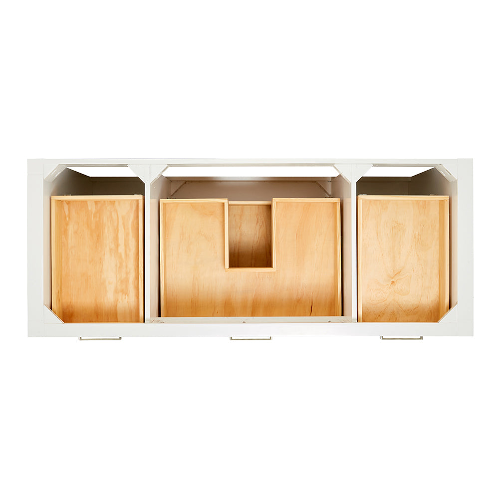 Alenza 54-inch White bathroom vanity on white back ground top down