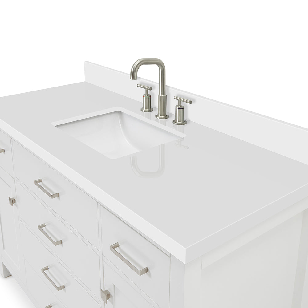 Alenza 54-inch White bathroom vanity on detail 2