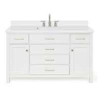 Alenza 54-inch White bathroom vanity on white back ground front view main image