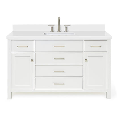 Alenza 54-inch White bathroom vanity on white back ground front view main image