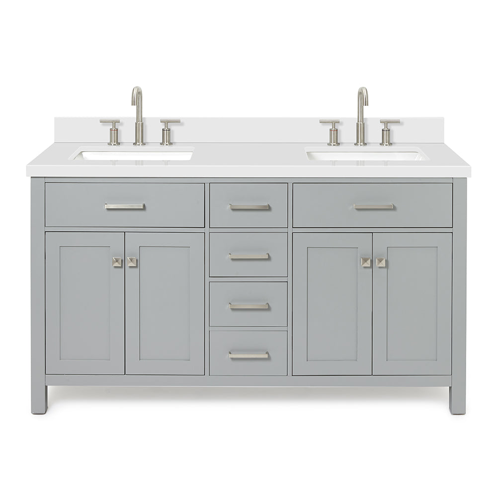 Alenza 60-inch Grey bathroom vanity on white back ground front view main image