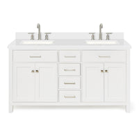 Alenza 60-inch White bathroom vanity on white back ground front view main image
