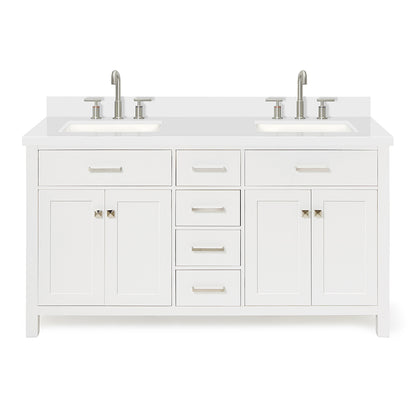 Alenza 60-inch White bathroom vanity on white back ground front view main image