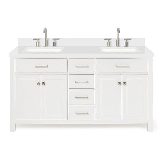 Alenza 60-inch White bathroom vanity on white back ground front view main image