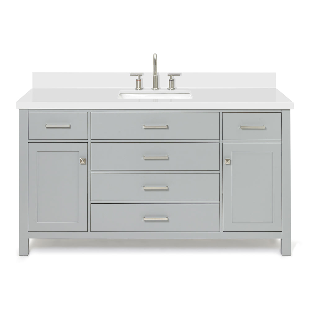 Alenza 60-inch Grey bathroom vanity on white back ground front view main image