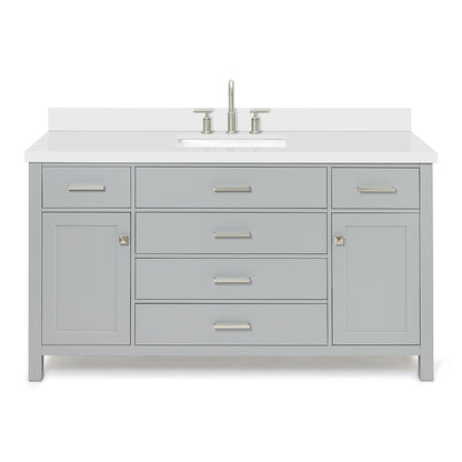 Alenza 60-inch Grey bathroom vanity on white back ground front view main image