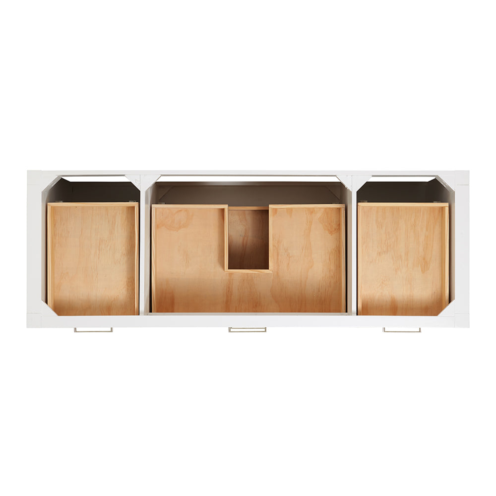 Alenza 60-inch White bathroom vanity on white back ground top down