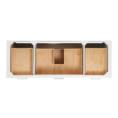 Alenza 60-inch White bathroom vanity on white back ground top down