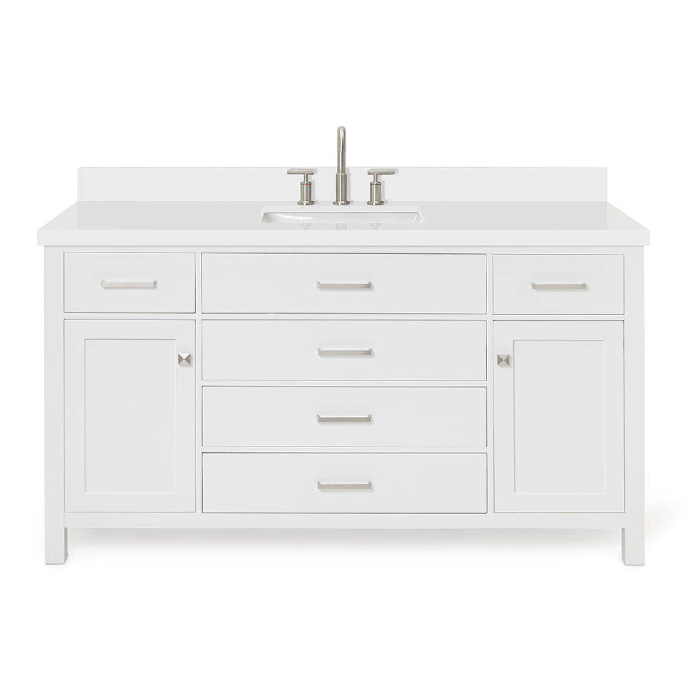 Alenza 60-inch White bathroom vanity on white back ground front view main image