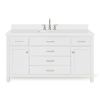 Alenza 60-inch White bathroom vanity on white back ground front view main image