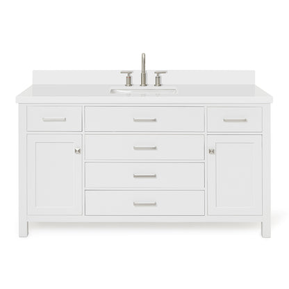 Alenza 60-inch White bathroom vanity on white back ground front view main image