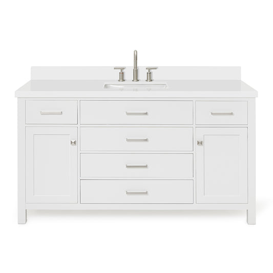 Alenza 60-inch White bathroom vanity on white back ground front view main image