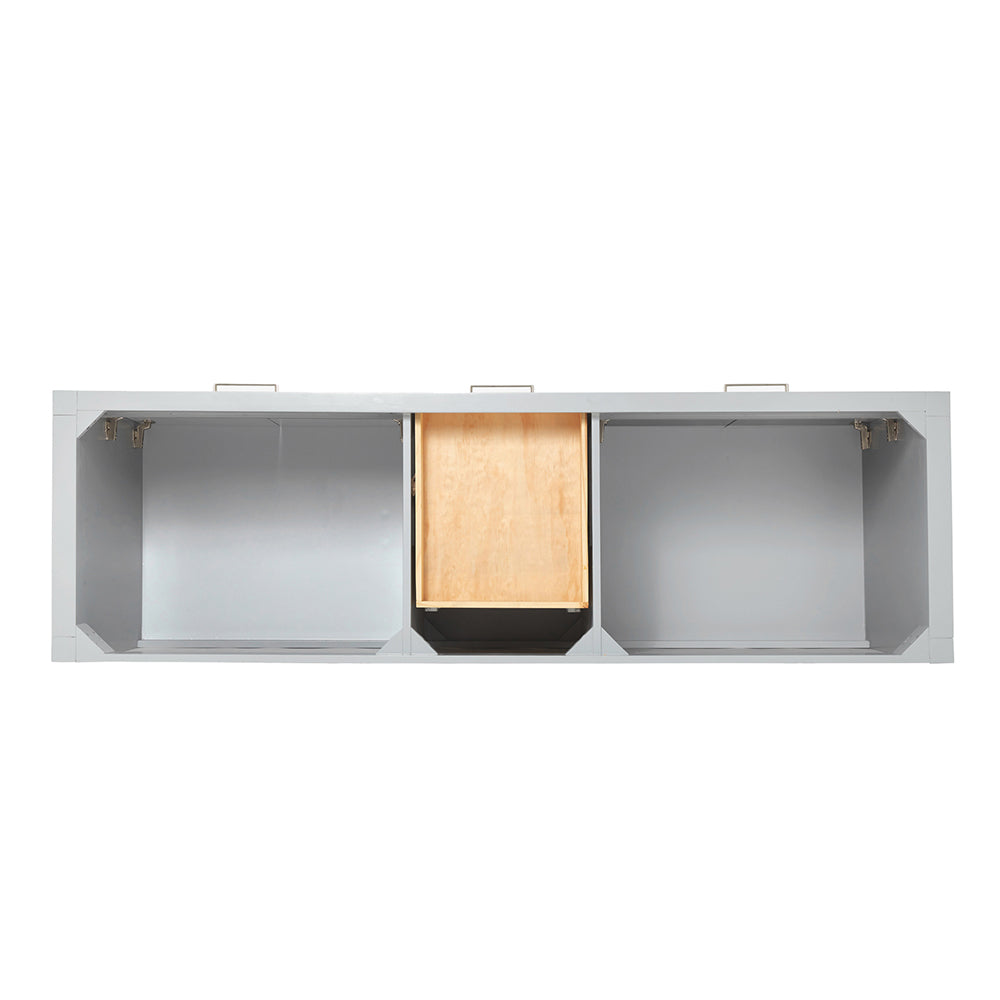 Alenza 72-inch Grey bathroom vanity on white back ground top down