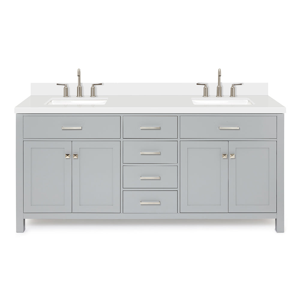 Alenza 72-inch Grey bathroom vanity on white back ground front view main image