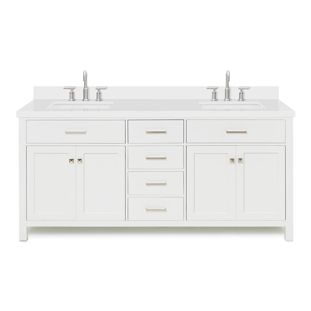 Alenza 72-inch White bathroom vanity on white back ground front view main image