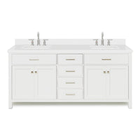 Alenza 72-inch White bathroom vanity on white back ground front view main image