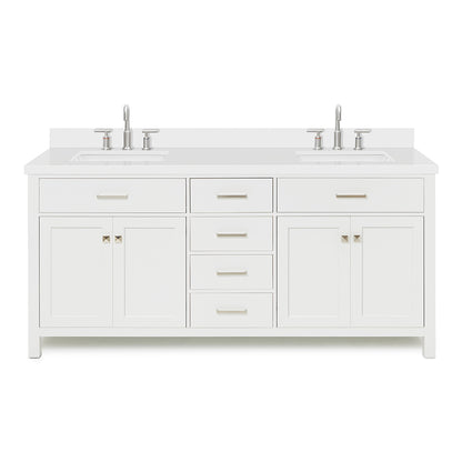 Alenza 72-inch White bathroom vanity on white back ground front view main image