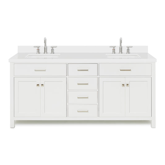 Alenza 72-inch White bathroom vanity on white back ground front view main image