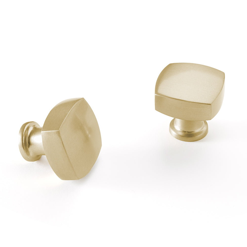 Noma Knob in Satin Brass white background view 4