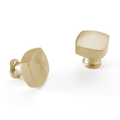 Noma Knob in Satin Brass white background view 4