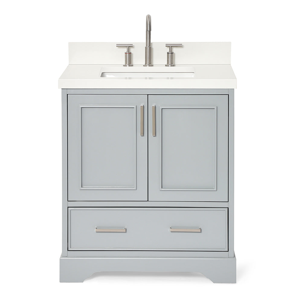 Langford 30-inch Grey bathroom vanity on white back ground front view main image