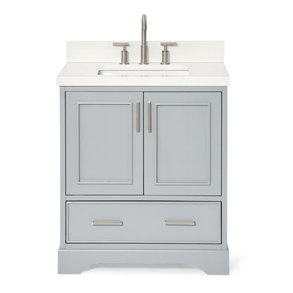 Langford 30-inch Grey bathroom vanity on white back ground front view main image
