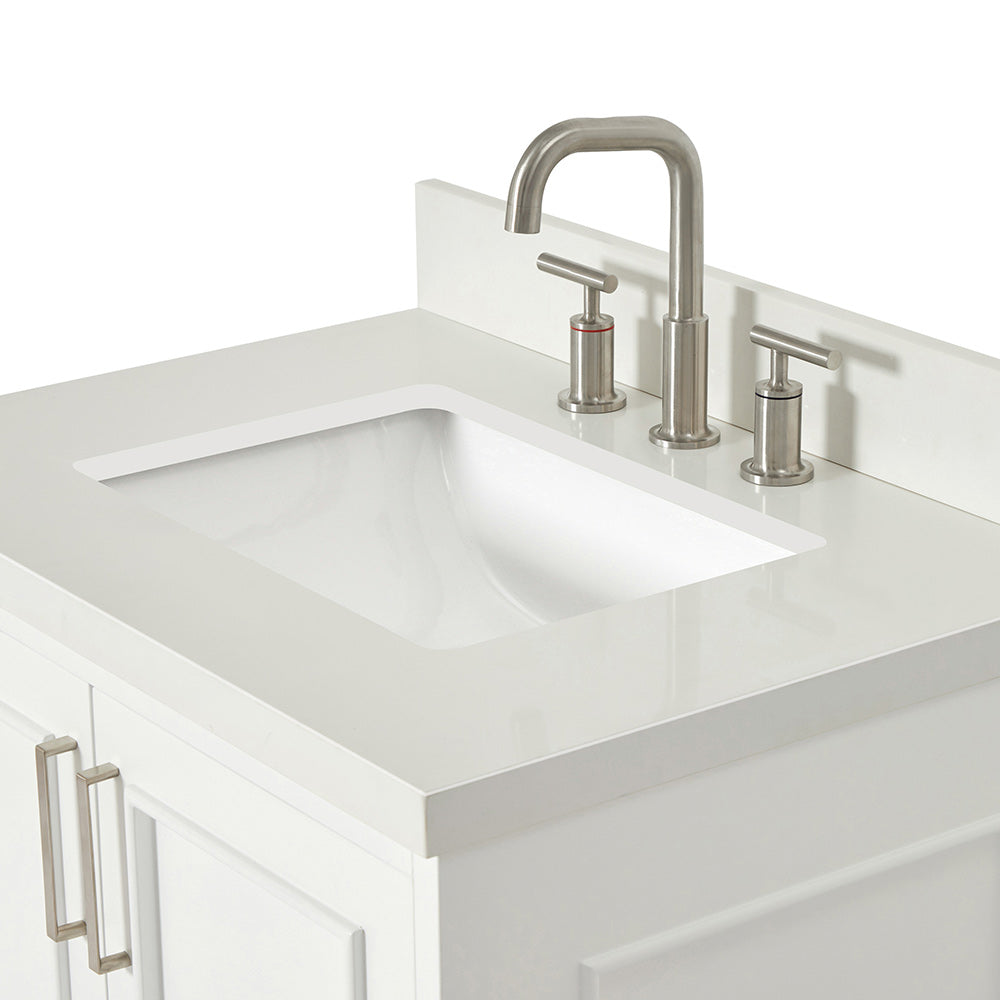 Langford 30-inch White bathroom vanity on detail 3