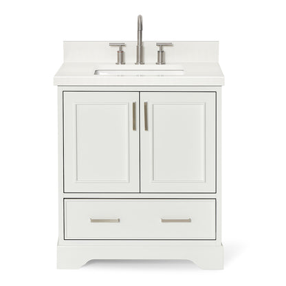 Langford 30-inch White bathroom vanity on white back ground front view main image