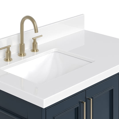 Langford 36-inch Midnight Blue bathroom vanity on detail 2