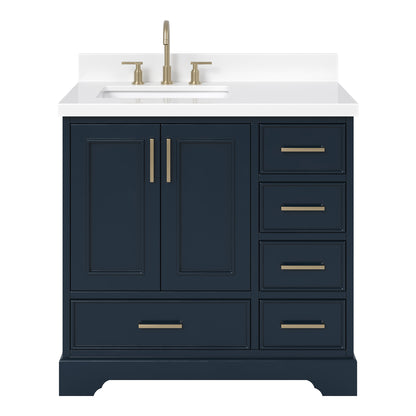 Langford 36-inch Midnight Blue bathroom vanity on white back ground front view main image