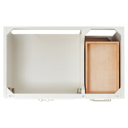 Langford 36-inch White bathroom vanity on white back ground top down