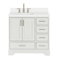 Langford 36-inch White bathroom vanity on white back ground front view main image