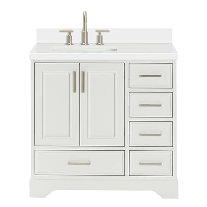 Langford 36-inch White bathroom vanity on white back ground front view main image