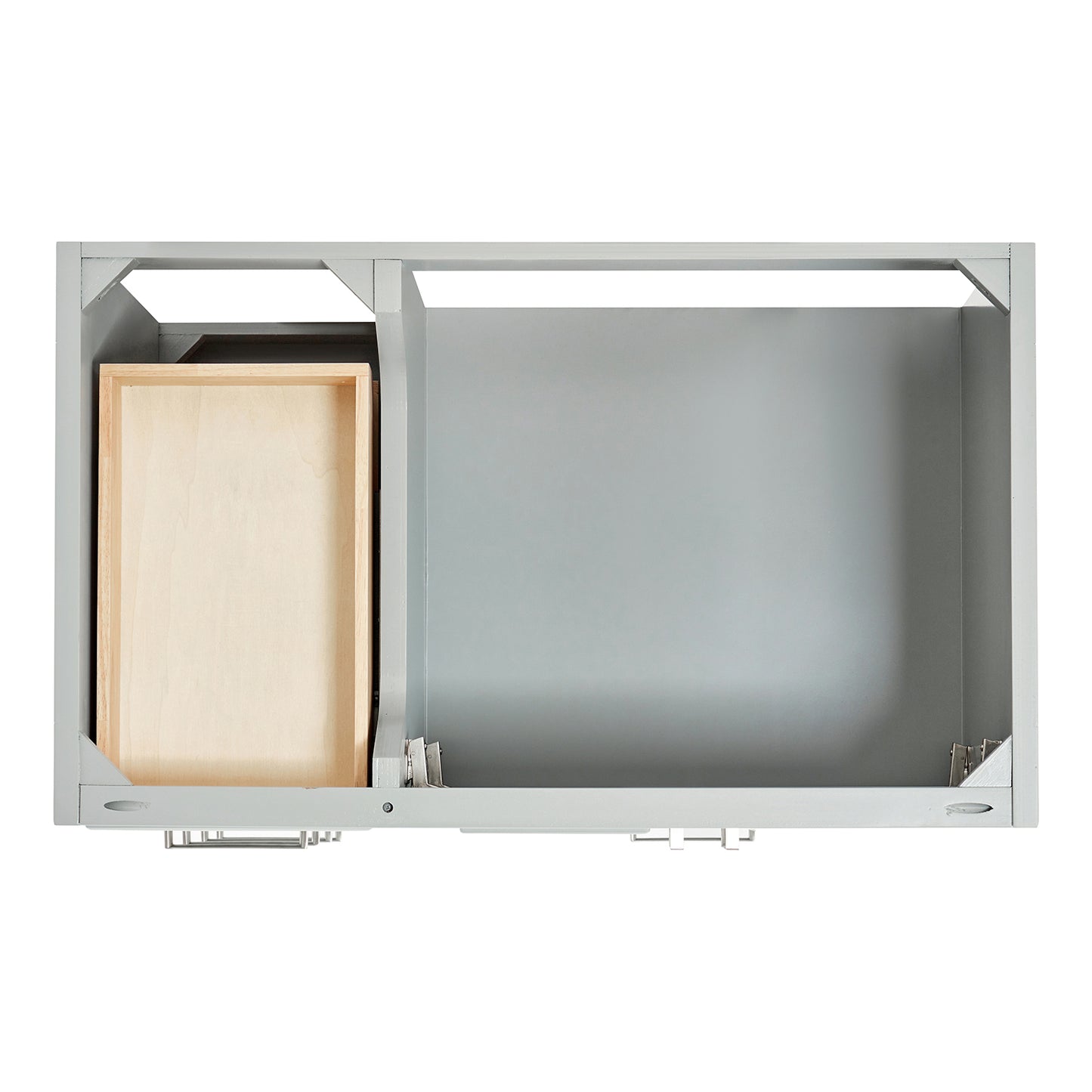 Langford 36-inch Grey bathroom vanity on white back ground top down