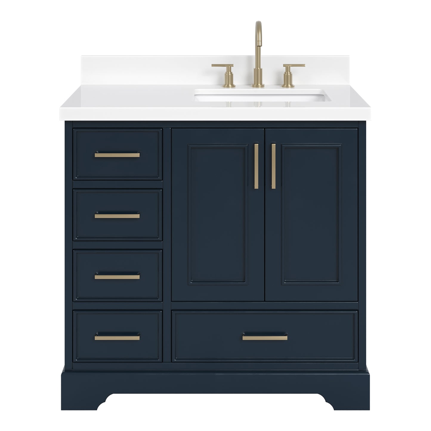 Langford 36-inch Midnight Blue bathroom vanity on white back ground front view main image