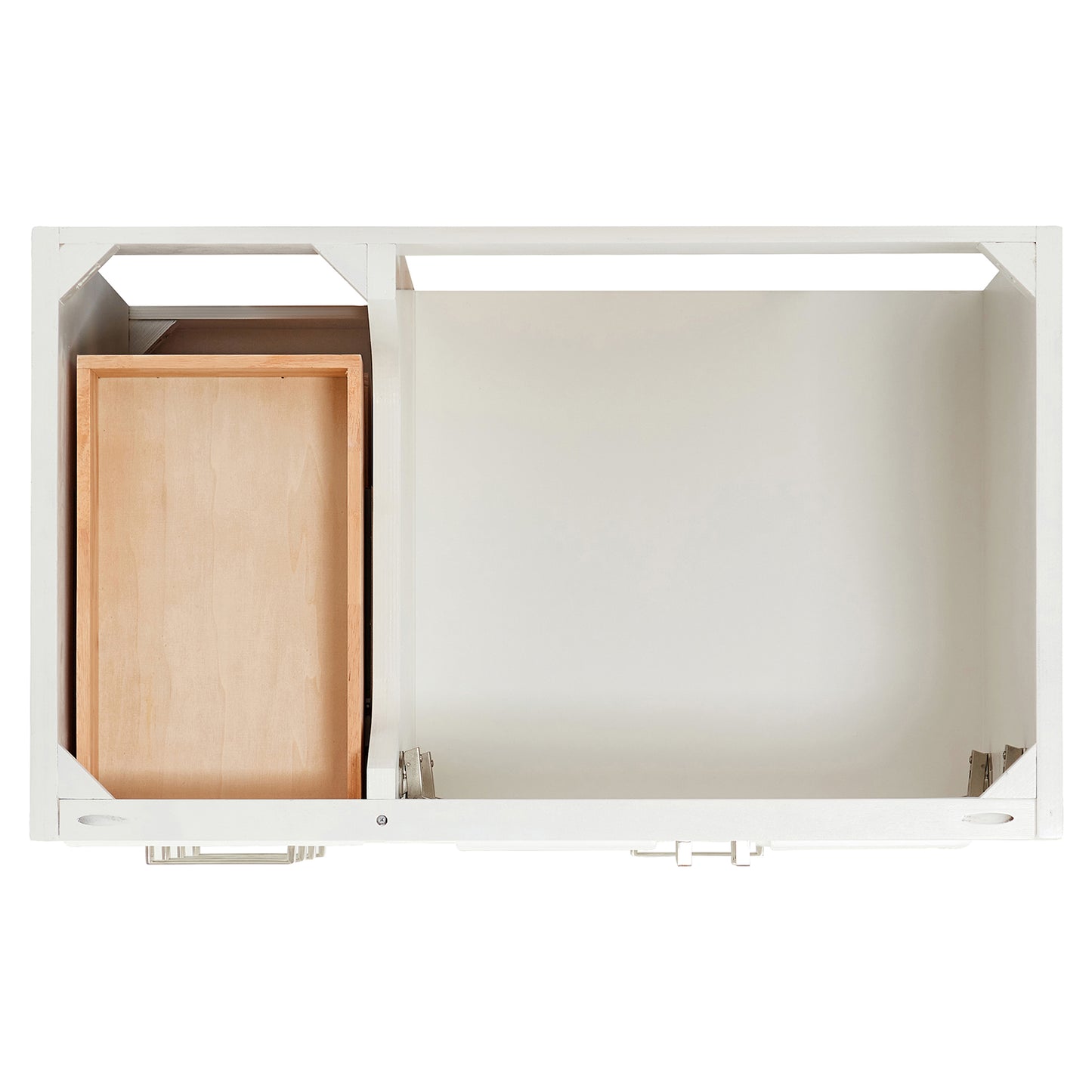 Langford 36-inch White bathroom vanity on white back ground top down