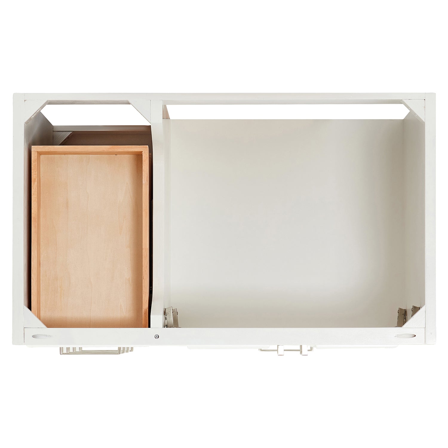 Langford 36-inch White bathroom vanity on white back ground top down