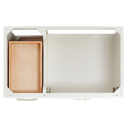 Langford 36-inch White bathroom vanity on white back ground top down
