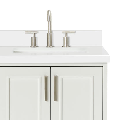 Langford 36-inch White bathroom vanity on detail 2