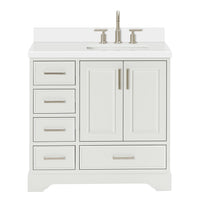 Langford 36-inch White bathroom vanity on white back ground front view main image