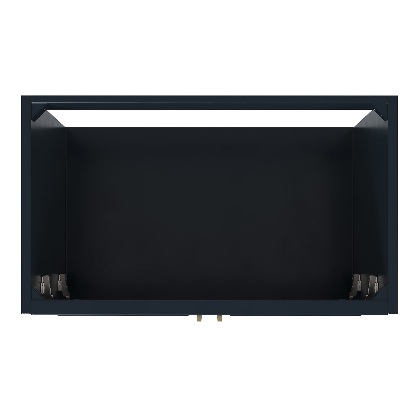 Langford 36-inch Midnight Blue bathroom vanity on white back ground front view open door