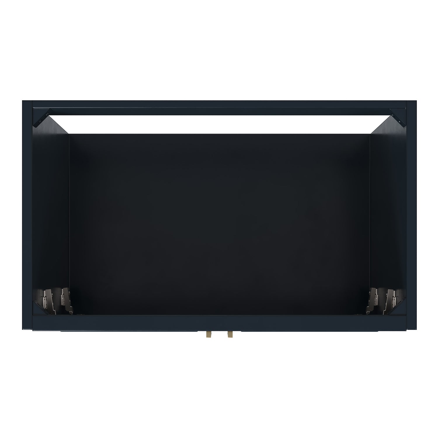 Langford 36-inch Midnight Blue bathroom vanity on white back ground front view open door