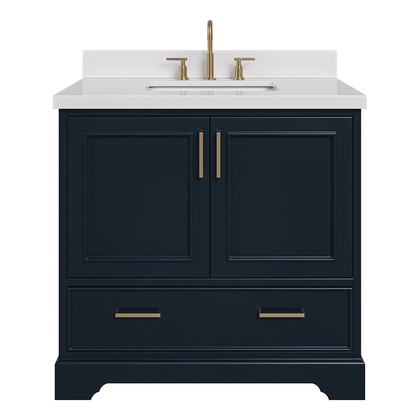 Langford 36-inch Midnight Blue bathroom vanity on white back ground front view main image